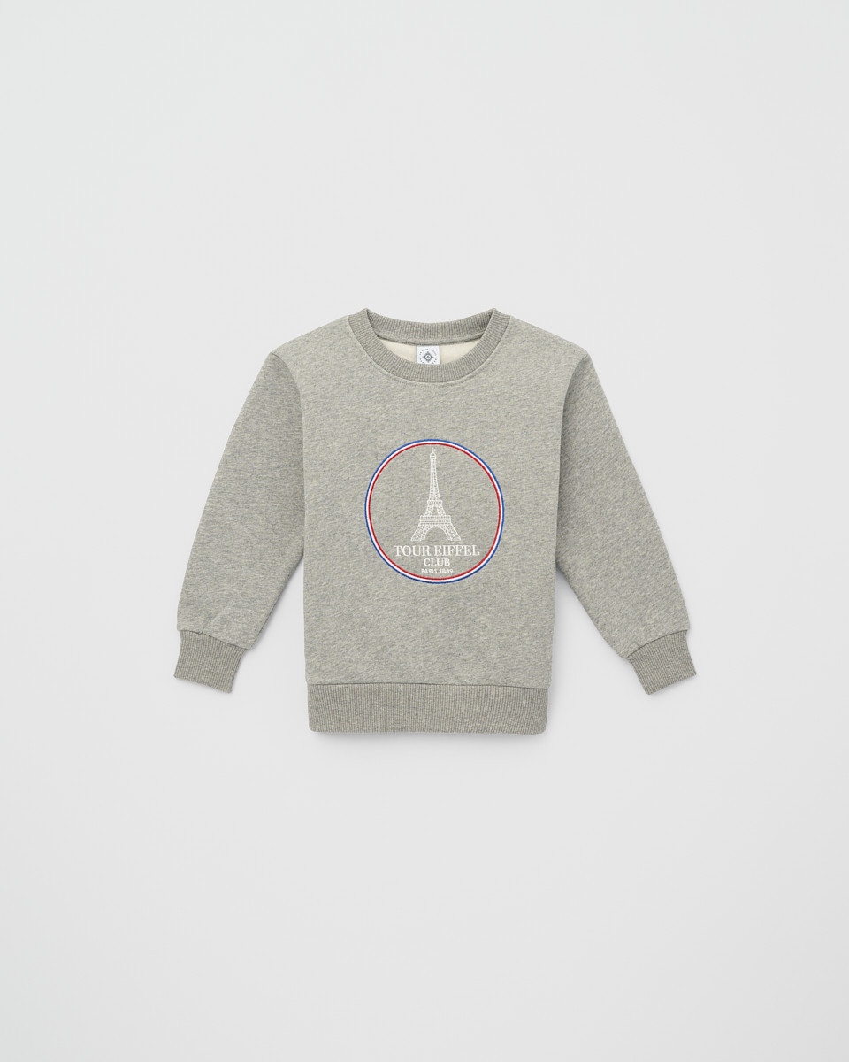Kids’ Grey and White Cotton Sweater – Eiffel Tower Shop