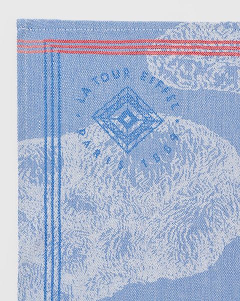 Day Hand Towel 50 × 70 cm in Blue and White Cotton – Eiffel Tower