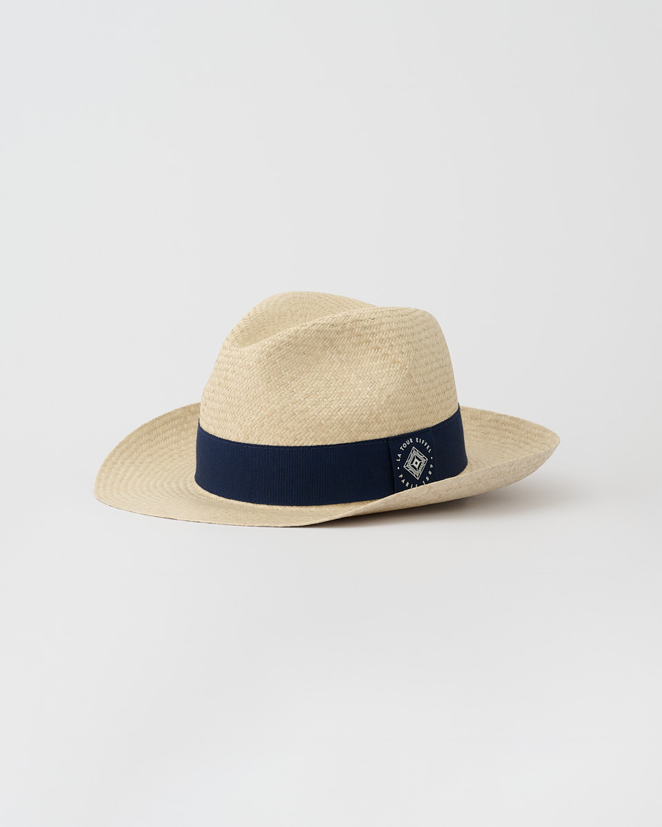 Chapeau Paille Beige et Bleu - Boutique tour Eiffel