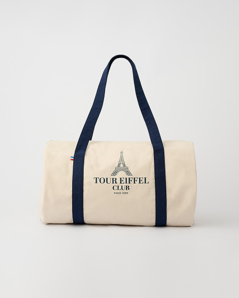 Ecru and Blue Cotton Bowling Bag – Eiffel Tower Shop