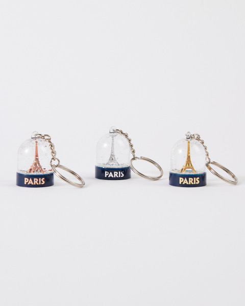 Keychain Snow Globe with Copper Eiffel Tower